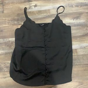 Black scalloped v-neck camisole